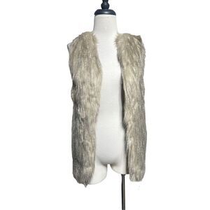 Sebby Collection Tan Faux Fur Vest Size Small Petite